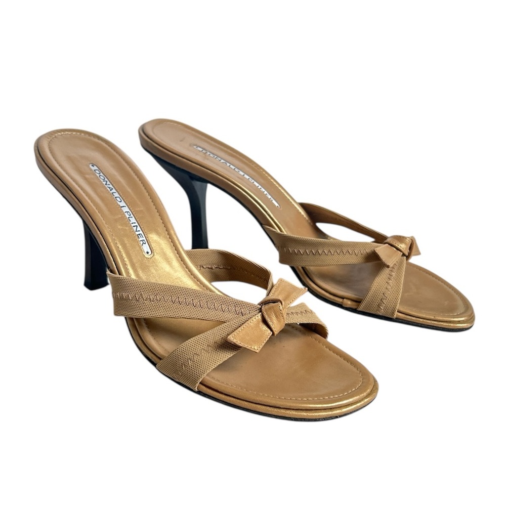 Donald J. Pliner Gold Pointed Toe Slip On Heels
